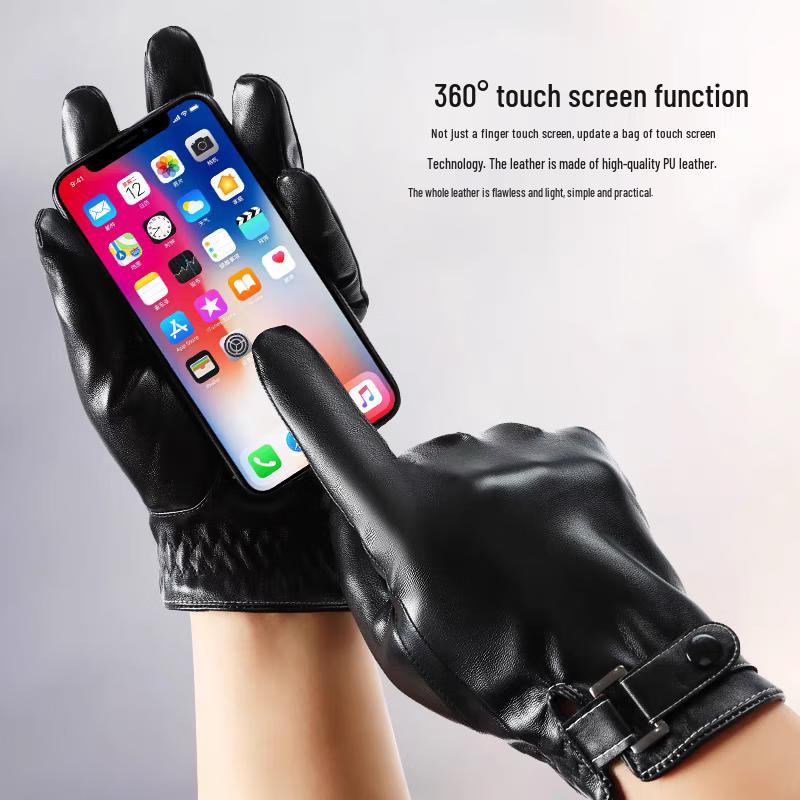 Мужские зимние перчатки из овчины с сенсорным экраном для вождения