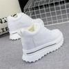 Мода 10СМ Синтетический Натуральный Плюшевый Платформа Тапочка Кожа Осень Весна Зима Ботильоны 2024 Женская Высокая Обувь Бренда