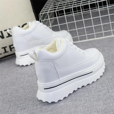 Мода 10СМ Синтетический Натуральный Плюшевый Платформа Тапочка Кожа Осень Весна Зима Ботильоны 2024 Женская Высокая Обувь Бренда