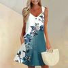 Женское летнее платье с карманом без рукавов сарафан с цветочным принтом