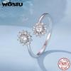 925 Sterling Silver Snowflake Jewelry Necklace Earrings Ring For Women Sparkling Cubic Zirconia 3-Piece Gift Set for Women Xmas