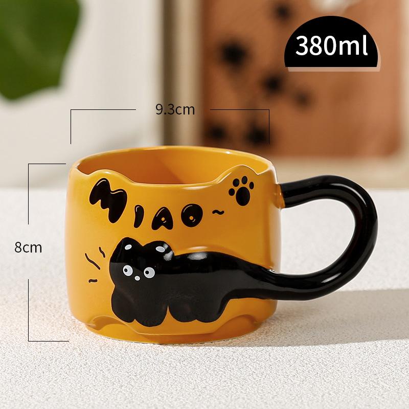 Ceramic cup, mug, office home coffee, cute cat pattern, juice, milk, breakfast cup