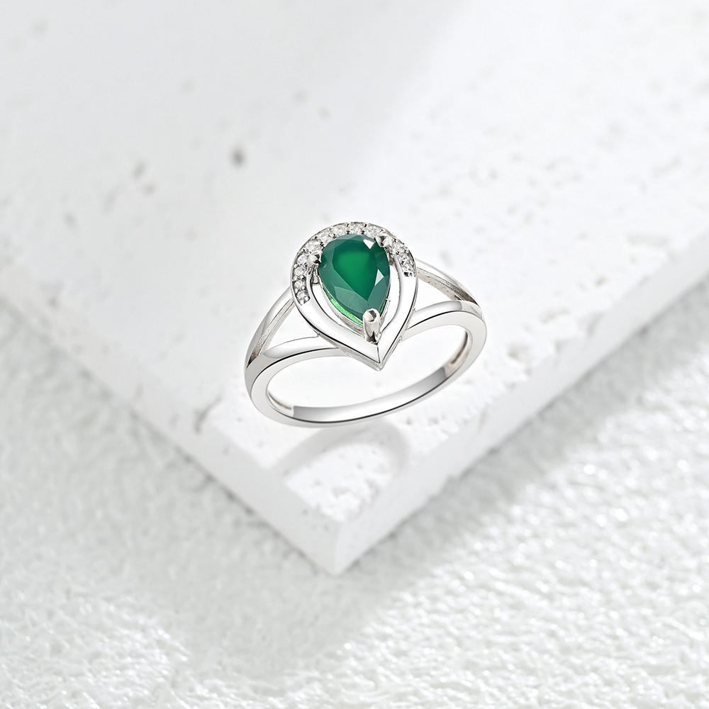 Легкий роскошный комплект колец и серег из стерлингового серебра 925 пробы, натуральный зеленый агат, драгоценный камень, подарок для дня рождения, вечеринки