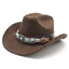 Western Cowboy Felt Hat Tibetan Top Hat Turquoise Accessories Autumn And Winter Jazz Hat, Suede Hat