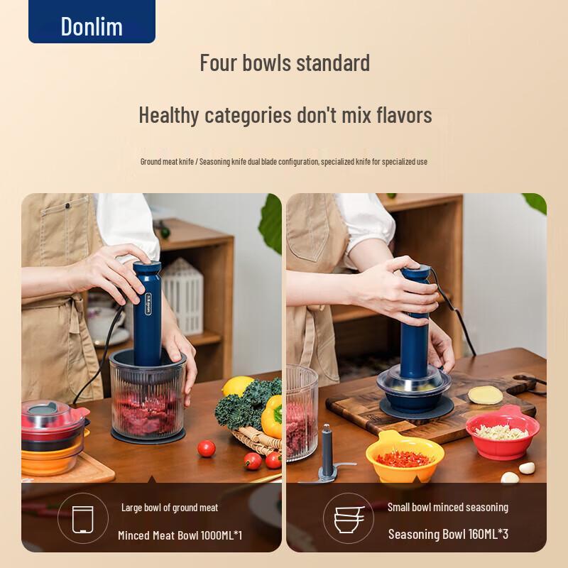 Donlim 1L Electric Food Processor & Meat Grinder DL-6082A CN plug (adapter included)