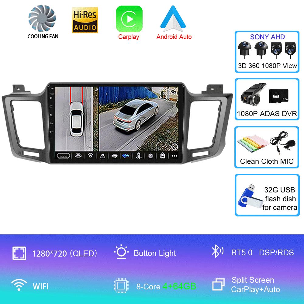 Android 14 Автомобильное радио для Toyota RAV4 RAV 4 2013 - 2017 Мультимедийный видеоплеер 4G Carplay GPS Стерео Головное устройство Авто
