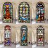 Наклейки на витражные окна, пленка для приватности, церковный стиль, статическое прилипание, декоративные матовые пленки для окон, индивидуальный размер