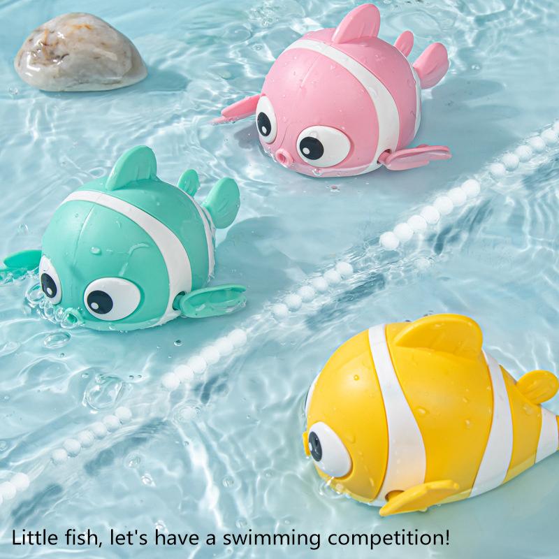 Cute Clownfish Clockwork Wind-Up Children'S Bath Toys Toddlers Chain Swim Baby Bathe Toy Cute Animal Appease Water Toy Kids Gift