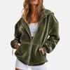 European and American golden velvet hooded sweater autumn and winter loose zipper cardigan jacket casual top