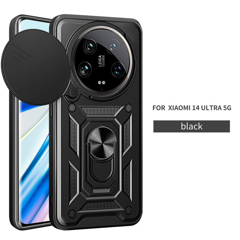 Для Xiaomi Mi 14 Ultra 5G чехол Slide Lens Armor Phone Case для Xiaomi Mi14 Ultra mi 14ultra 6.73 Магнитный держатель Кольцо Задняя крышка
