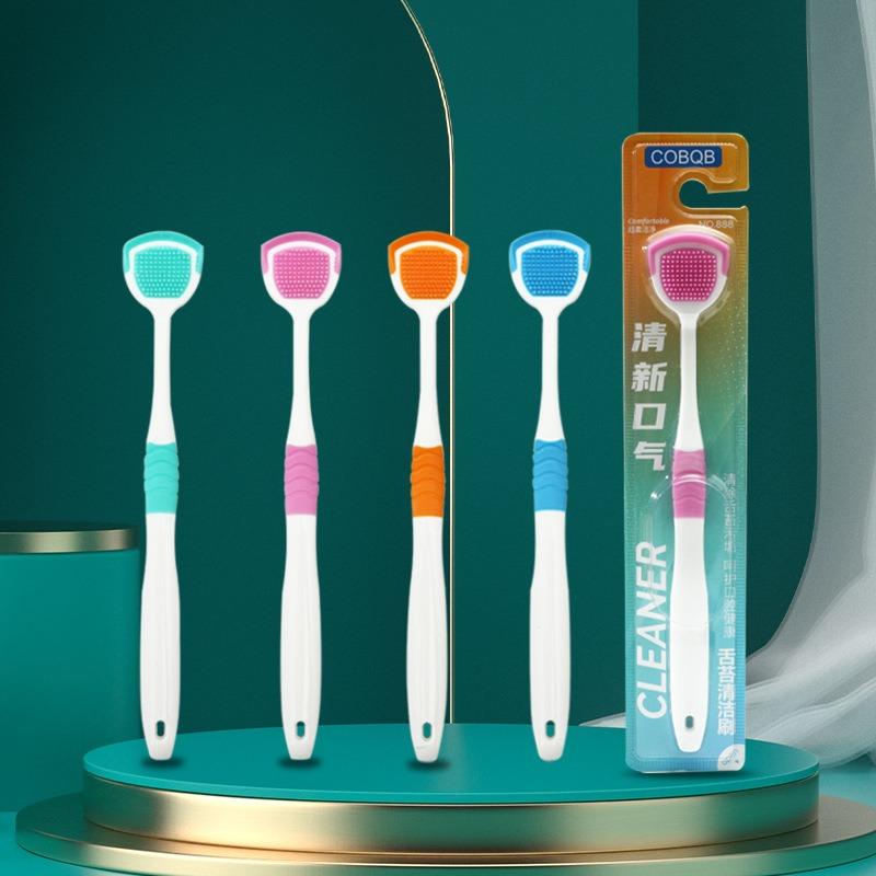 Multifunctional Silicone Tongue Scraper Brush Tongue Clean Oral Hygiene Tool Soft Tongue Coating Brush for Fresh Breath