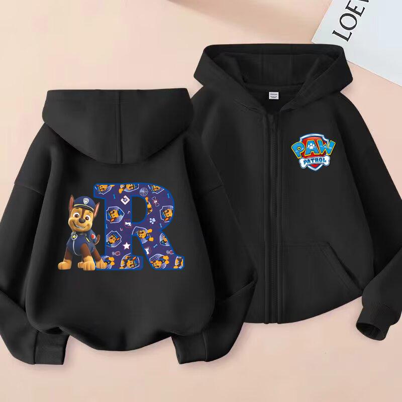PAW Patrol Child Cardigan Hooded Jacket Cartoon Chase Letters A-Z Printed Polyester Outerwear Summer Casual Clothing Kids Gifts