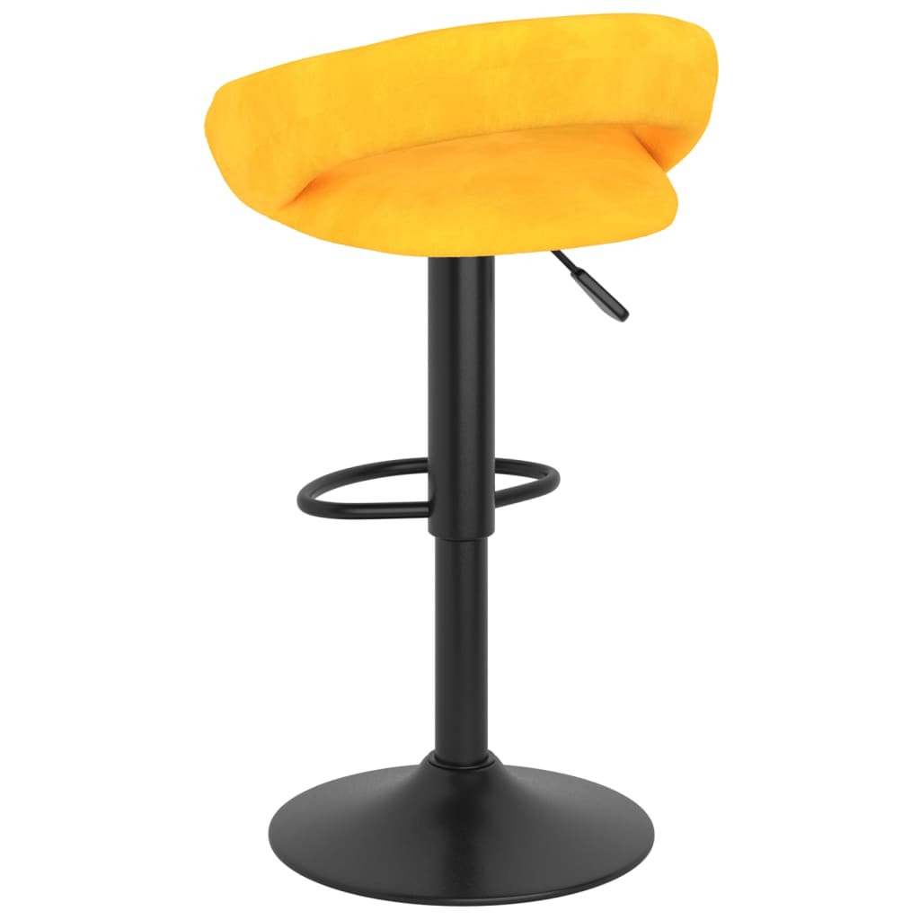 Bar Stool Set of 2 Mustard Yellow Velvet