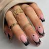24pcs Detachable Fake Nials Black Edge Press On Nails Long Square French Love Heart False Nails