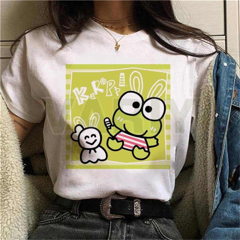 Женская футболка в стиле ретро Keroppi Gudetama Take A Bath Printed Top Корейская женская футболка с короткими рукавами и круглым вырезом, подходящая для повседневного ношения
