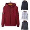 Men's Spring and Autumn Plus Size Solid Colour Thin Casual Hooded Zip Casual Jacket