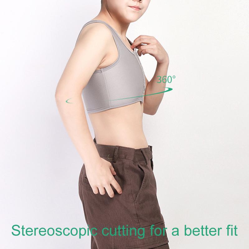 1Pc Breast Front Buckle Polyester Solid Color Lesbian Tomboy Strengthen Flat Chest Binder Short Vest Underwear Trans