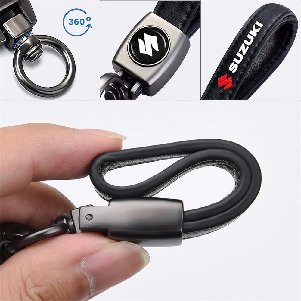 Key Chain Fashionable Durable Exquisite Leather Key Bag Car Logo Key Holder (Suzuki) [Used]