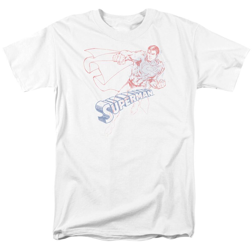 26 Superman Sketch T Shirt Licensed Comic Book Movie Tee White Unisex T-Shirt
