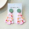 Elegant Cute Acrylic Holiday Earrings In Pink With Cheerful Christmas Elements