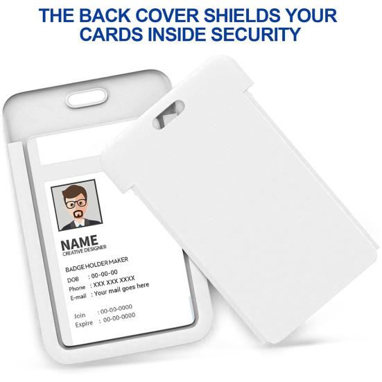 ID Card Holder Slide Cover Transparent Window Hanging Hole Protective Certificate Holder Stationery Students Nurse Office Workers Name Card Protector