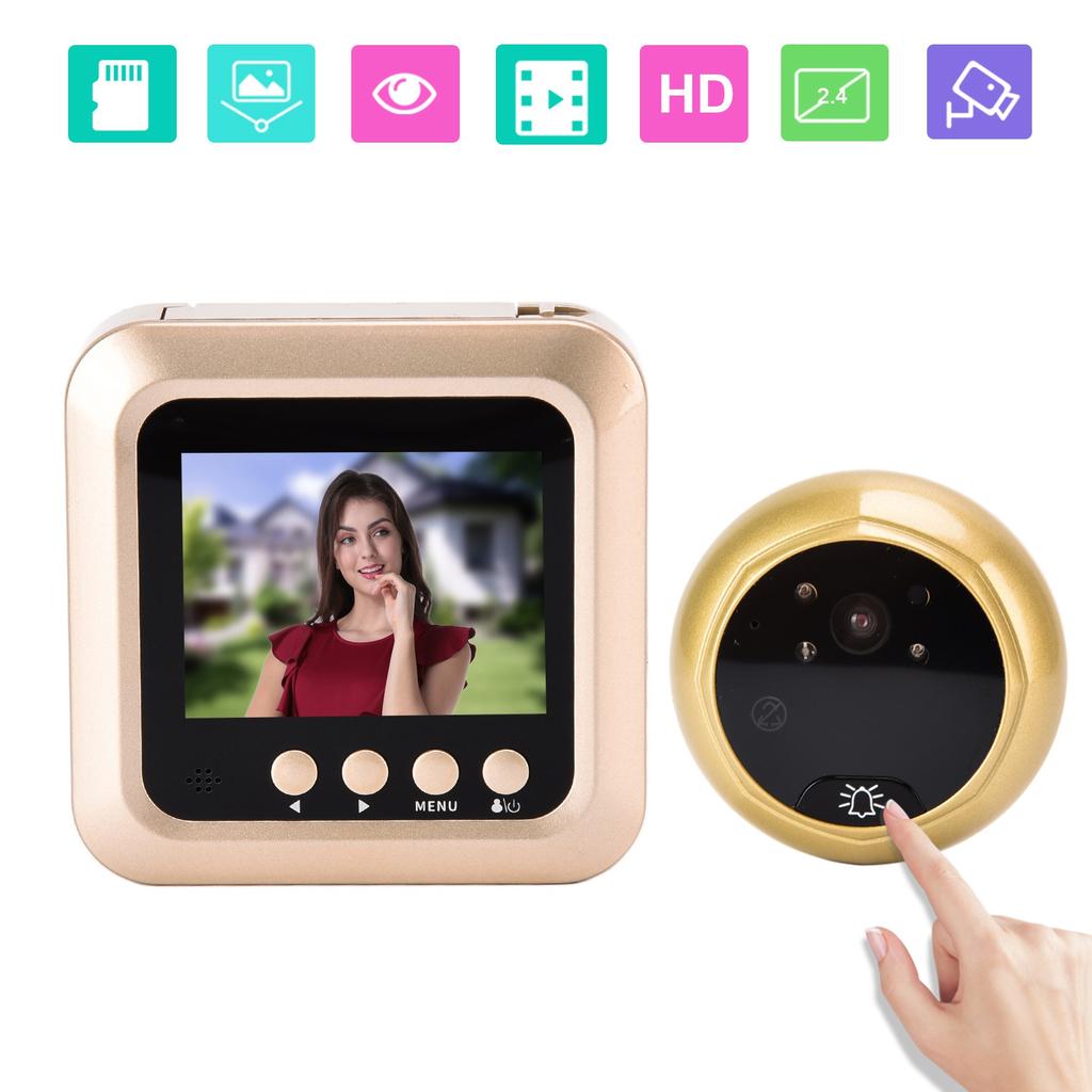 Главная Умный видеодомофон Цифровой дверной звонок 2.4-дюймовый TFT LCD экран Ночное видение 145 градусов Широкий угол 720P