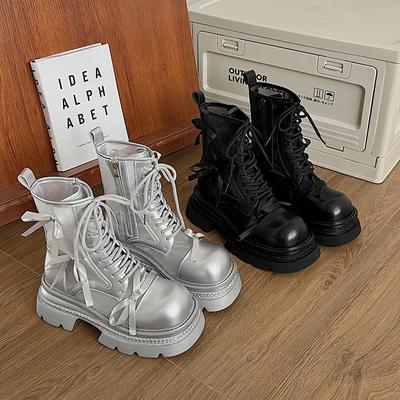 Высококачественные весенние и осенние женские ботинки с закрытым носком и бантом из сетки на щиколотке 2024 года, новые модные ботинки из сетки на шнуровке для женщин