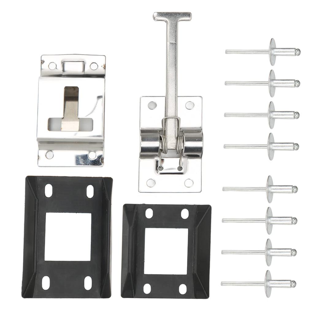 RV Trailer Door Holder, T-Style Entry Door Catch, Stainless Steel Trailer Latch with Rivet,