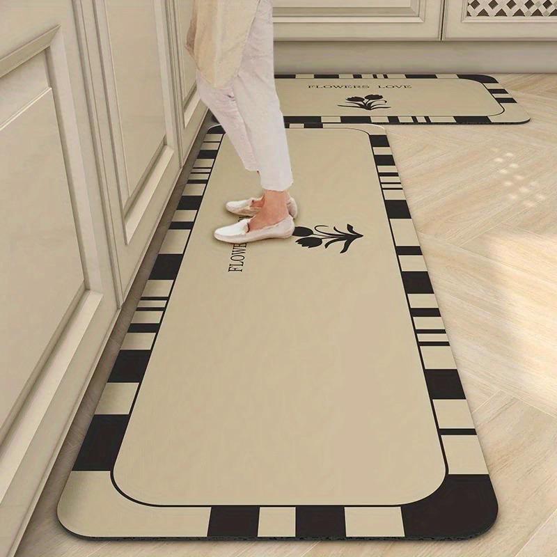 Коврик для кухни из диатомовой грязи с цветочным узором - Впитывающий воду, Быстросохнущий и Противоскользящий