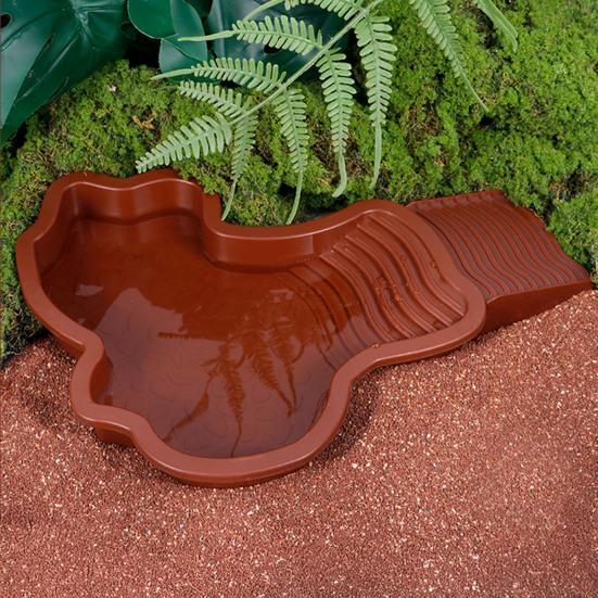 Миска для воды для черепах с пандусом 2-в-1, большая миска для кормления рептилий, купальный бассейн, аквариумное украшение для ящерицы, геккона, черепахи, змеи, бородатой агамы