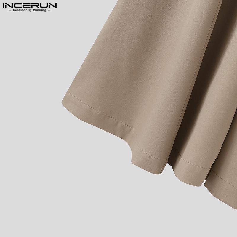 INCERUN Мужские брюки на молнии, асимметричные, с высокой талией, повседневные, длинные, с широкими штанинами