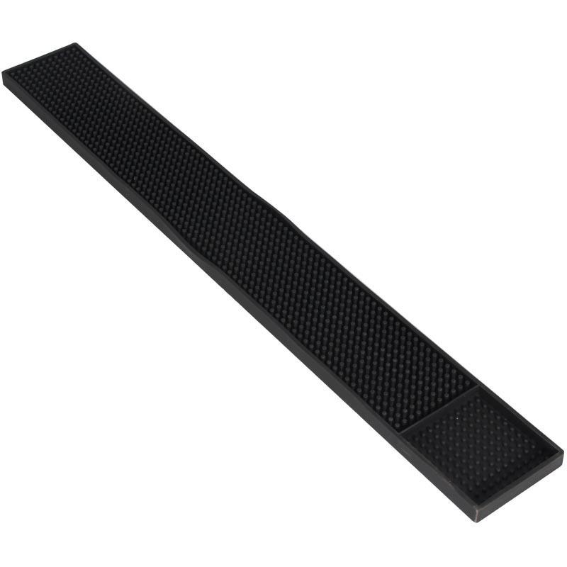 Black Rectangular Rubber Bar Mat - Non-slip, Water-resistant Coaster