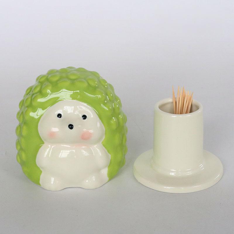 Hedgehog Ceramic Toothpick Holder Ornament, High-end Household Vase, Personalized Creative Light Luxury Tissue Box