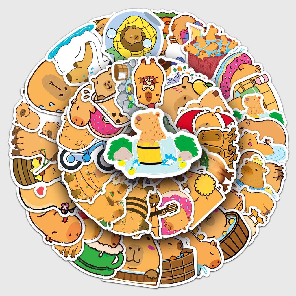 50 Capybara Graffiti Stickers: Cartoon Animal Waterproof for DIY Phone Cases & Suitcases
