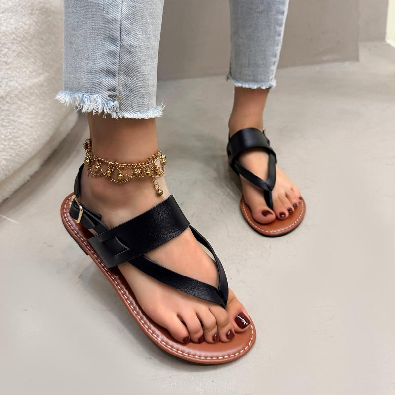 Женские минималистичные сандалии-стринги, новые модные сандалии на плоской подошве, летняя уличная женская обувь для пляжного отдыха и отдыха, женская обувь