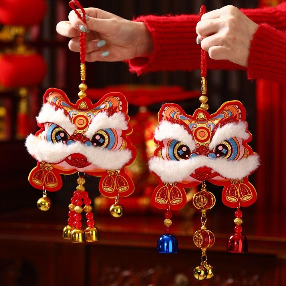 Cartoon Blessing  Wind Chime Waking Lion Lunar New Year Ornament  Home Living Room