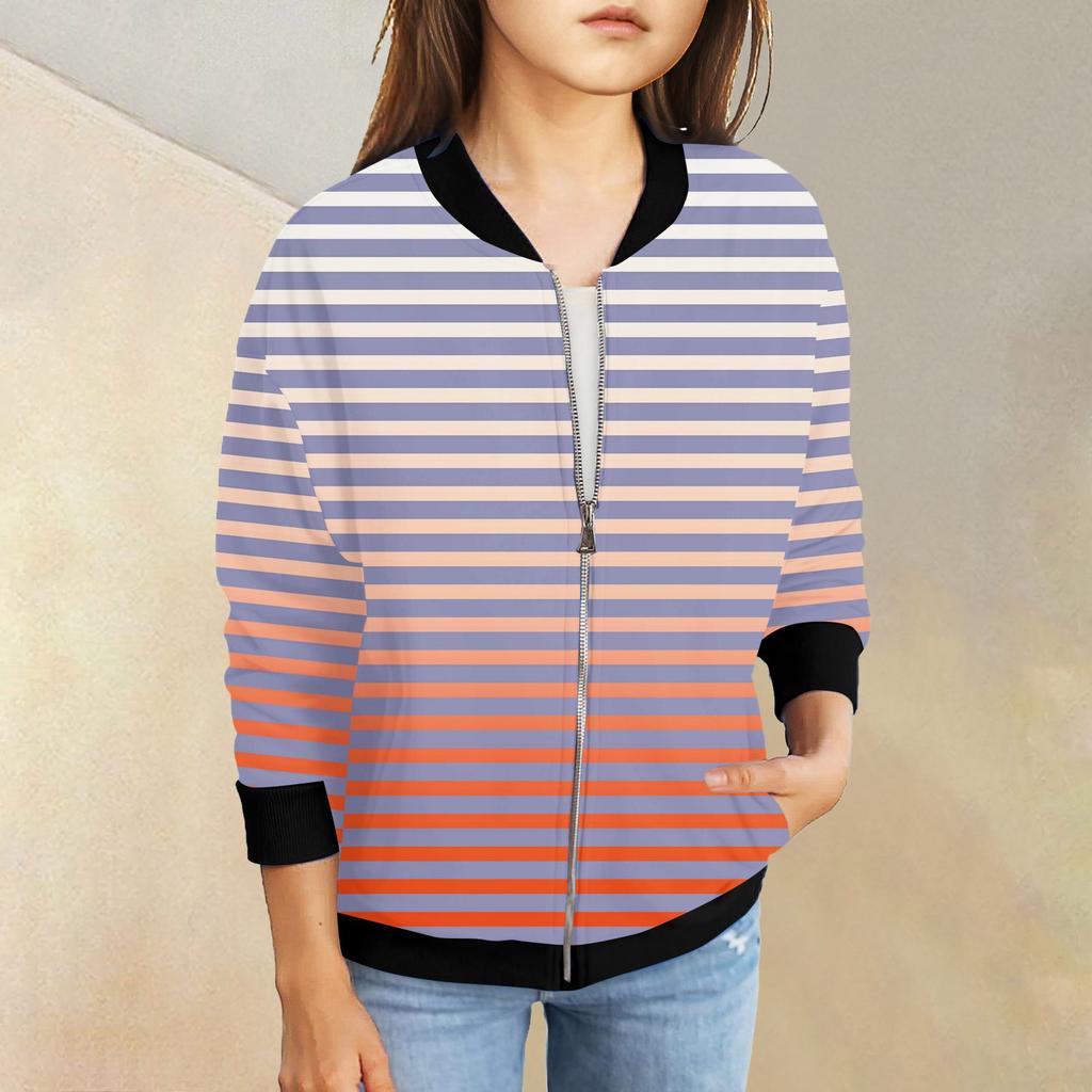 Куртки на молнии для девочек, детские осенние толстовки с длинными рукавами, верхняя одежда с карманами 5-15 лет