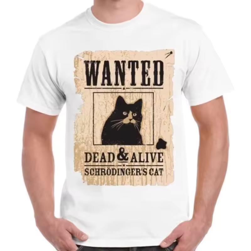 Funny Schrodinger's Cat Quantum Physics Men's t Shirt Women Tee Spring Summer Humor Novelty Streetwear Oversize Cotton Loose Top