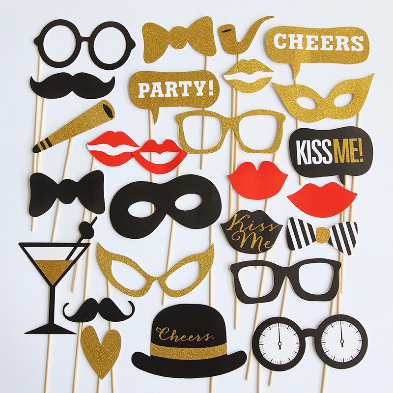 Halloween Photo Props: Single Party Handheld Mustache Expressions