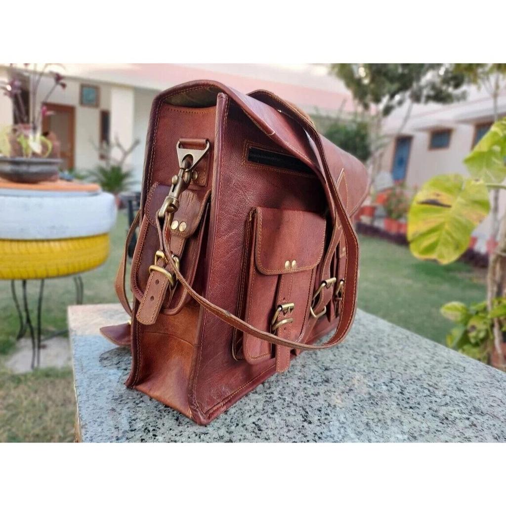 *Leather Vintage Men S Messenger Shoulder Bag Laptop Satchel Genuine Briefcase*