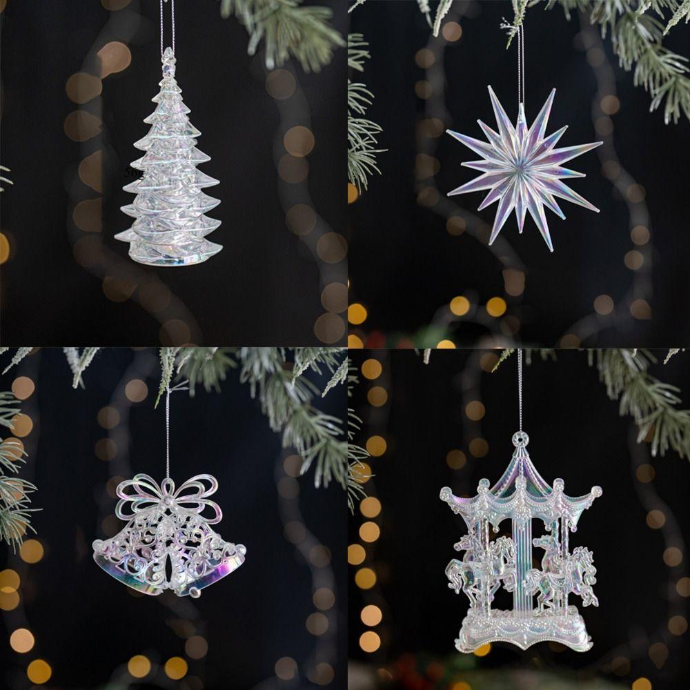 Transparent Christmas Crystal Pendants Acrylic Hanging Ornaments  Navidad Noel