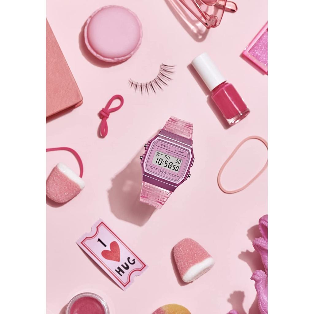 Casio Digital Quartz Unisex Watch F-91WS-4 Clear Pink Cheap Casio Parallel Import