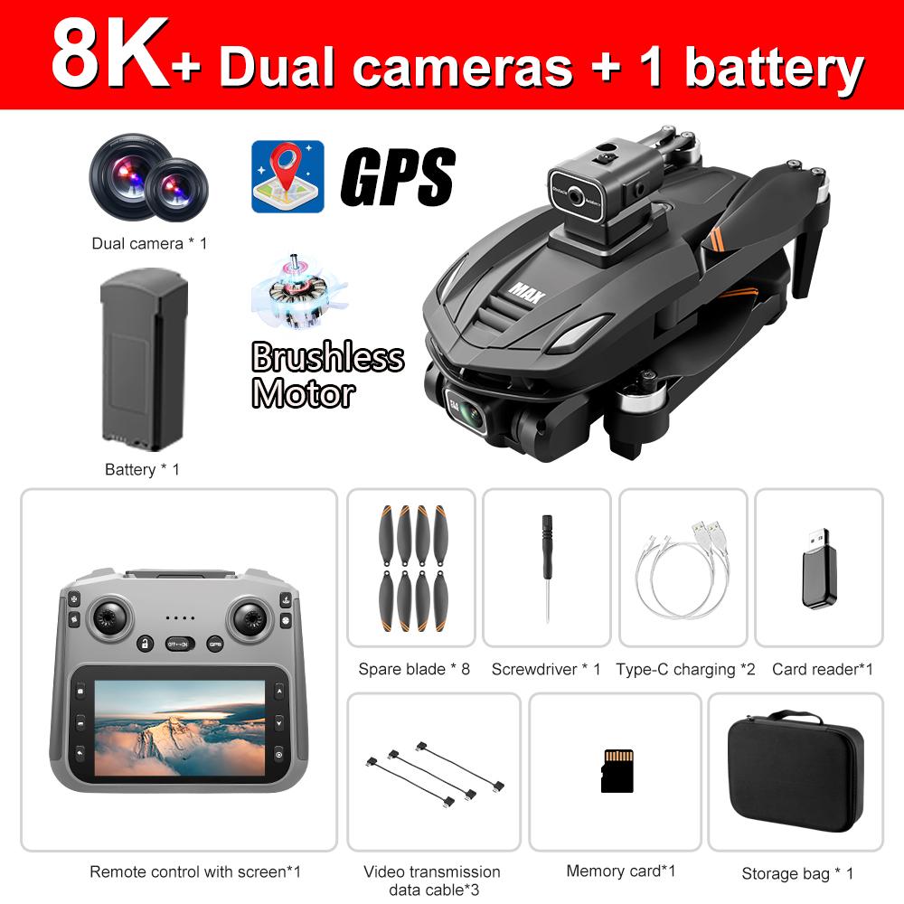 Mini Drone V168 Pro Max Screen Ccontrol 8K HD Dual Cameras Remote WIFI FPV Remote Control Portable Obstacle Avoidance Drone