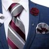 Classic 8.5cm Necktie Set for Men Striped Tie Silk Tie With Brooch Pin Hanky Cufflink Business Party
