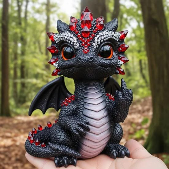 Baby Dragon Figurine Cheeky Dragon Statue Collectible Flip-off Baby Dragon