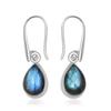 Натуральные грушевидные синие флеш-лабрадоритовые драгоценные камни стерлингового серебра 925 пробы маленькие крошечные висячие серьги для женщин и девочек