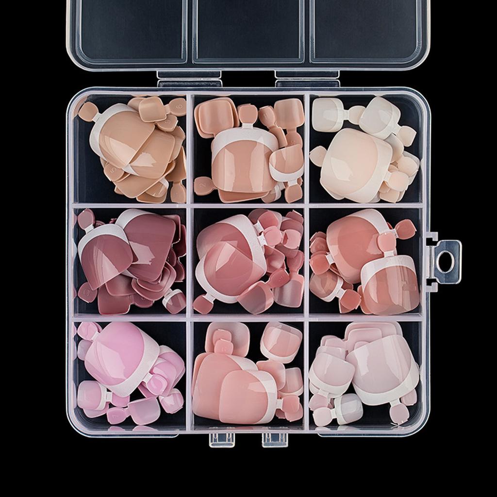 108 шт. Летние накладные ногти на ногах телесного цвета, короткие, накладные ногти на ногах, белые с французским кончиком, полное покрытие, наращивание искусственных ногтей, DIY маникюр