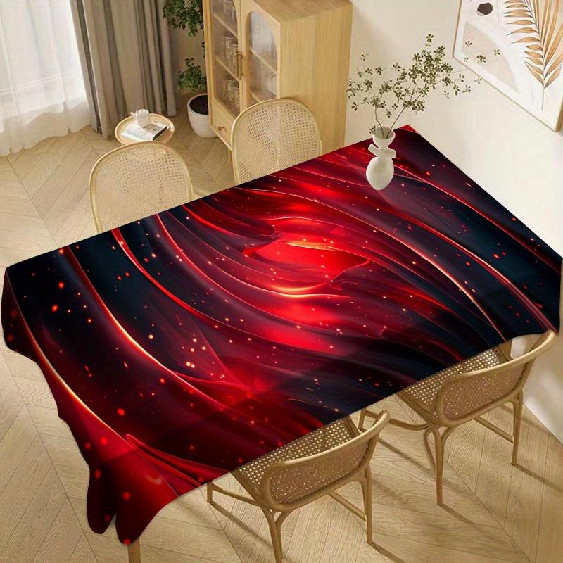 1 Square Tablecloth, Vibrant Red and Black Abstract Design - 100% Polyester, Machine-Made, Durable & Easy to Clean - Perfect for Dining Tables, Kitche