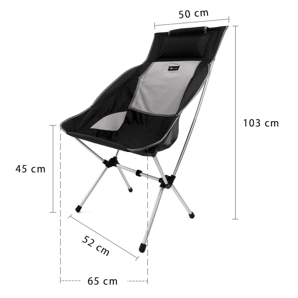 MOON LENCE Outdoor Camping Chair with Backrest, Compact, Ultra-Lightweight, Foldable, with Storage Bag, Easy to Carry, 180kg Weight Capacity (Black)