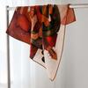 Vintage French Style Silk Wool Scarf with Hand-Rolled Edges and Double-Sided Print